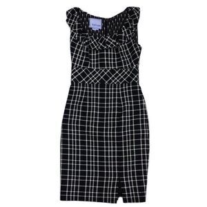 Kay Unger Tweed Ruffle Neck Sheath Dress